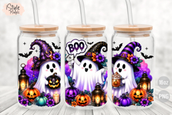 Ghosts Witch Hat Halloween 16oz Libbey Glass Can Wrap PNG Product Image 2