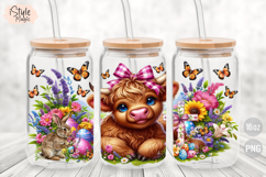 Easter Highland Cow 16oz Libbey Glass Can Wrap PNG Product Image 2