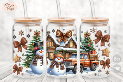 Christmas Snowman Coquette Bow 16 oz Libbey Glass Can Wrap Product Image 3