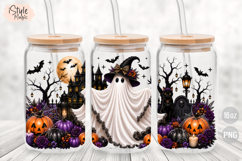 Ghost Haunted House Halloween 16oz Libbey Glass Can Wrap Product Image 2