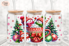 Christmas Snowman Holiday 16 oz Libby Coffee Glass Can Wrap Product Image 2
