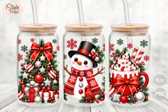 Snowman Christmas 16oz Glass Can Wrap PNG Product Image 2