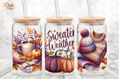 Sweater Weather 16oz Glass Can Wrap Cup Sublimation PNG Product Image 2