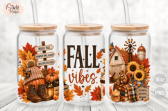 Fall Vibes Glass Can Wrap PNG, 16oz Libbey Sublimation Product Image 3