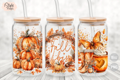 Fall Vibes Autumn Libbey 16oz Glass Can Wrap Sublimation PNG Product Image 2