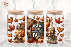 Just a girl who loves fall 16oz Glass Can Wrap Sublimation Product Image 4