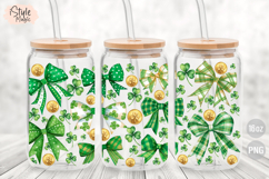 St Patrick's Day Coquette Bow &amp; Coin16oz Glass Can Wrap PNG Product Image 2