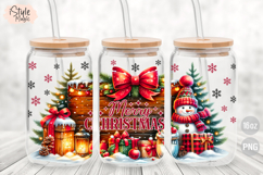 Merry Christmas 16 oz libby Coffee Glass Can Wrap PNG Product Image 2
