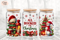 All Booked for Christmas 16 oz Libby Glass Can Wrap PNG Product Image 2