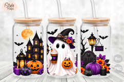 Ghost Haunted House Halloween 16oz Libbey Glass Can Wrap Product Image 2