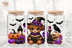Halloween Witch Highland Cow 16oz Libbey Glass Can Wrap PNG Product Image 2