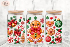 Gingerbread Christmas 16oz Libbey Glass Can Wrap PNG Product Image 2