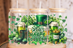 Happy Go Lucky St Patrick's Day 16oz Glass Can Wrap PNG Product Image 3