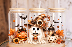 Ghost Halloween 16oz Libbey Glass Can Wrap Sublimation PNG Product Image 3
