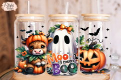 Moo I Mean Boo Cow Ghost 16 oz Glass Can Wrap PNG Product Image 2