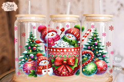 Christmas Snowman Holiday 16 oz Libby Coffee Glass Can Wrap Product Image 4