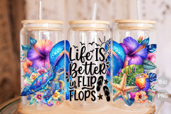 Summer Flip Flops 16oz Glass Can Wrap Sublimation PNG Product Image 3