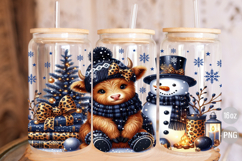 Christmas Baby Highland Cow 16oz Libbey Glass Can Wrap PNG Product Image 2