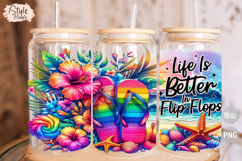 Life is Better in Flip Flops 16oz Glass Can Wrap Sublimation Product Image 3