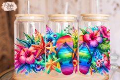 Summer Tropical Flip Flops 16oz libbey glass can wrap png Product Image 3