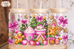 Christmas Pink Gingerbread 16 oz Libby Coffee Glass Can Wrap Product Image 3