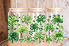 St Patrick's Day Coquette Bow Shamrock 16oz Glass Can Wrap Product Image 3