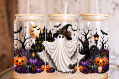 Ghost Haunted House Halloween 16oz Libbey Glass Can Wrap Product Image 3