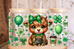 St Patricks Day Highland Cow 16oz GLass Can Wrap PNG Product Image 3