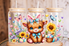 Easter Highland Cow 16oz Libbey Glass Can Wrap PNG Product Image 3