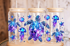 Sea Turtle 16oz Libbey Glass Can Wrap Summer Sublimation PNG Product Image 2