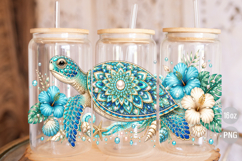 Sea Turtle 16oz Libbey Glass Can Wrap Summer Sublimation PNG Product Image 2