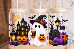 Ghost Haunted House Halloween 16oz Libbey Glass Can Wrap Product Image 3