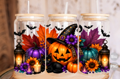 Halloween Jack O Lantern Pumpkin 16oz Libbey Glass Can Wrap Product Image 3