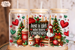 Just a girl who loves christmas 16 oz glass can wrap png Product Image 2