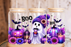 Cute Boo Ghost Purple Halloween 16oz Libbey Glass Can Wrap Product Image 3