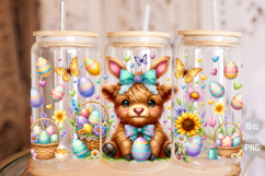 Easter Highland Cow 16oz Libbey Glass Can Wrap PNG Product Image 3