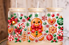 Gingerbread Christmas 16oz Libbey Glass Can Wrap PNG Product Image 3
