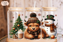 Christmas Baby Highland Cow 16 oz Libby Glass Can Wrap PNG Product Image 2