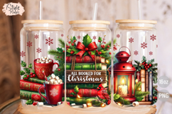 All Booked for Christmas 16 oz Libby Glass Can Wrap PNG Product Image 2