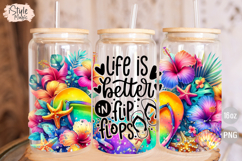 Life is better in Flip Flops 16oz libbey glass can wrap png Product Image 4