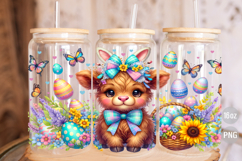 Easter Highland Cow 16oz Libbey Glass Can Wrap PNG Product Image 2