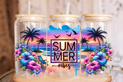 Summer Vibes 16oz Libbey Glass Can Wrap Sublimation PNG Product Image 3