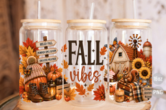 Fall Vibes Glass Can Wrap PNG, 16oz Libbey Sublimation Product Image 4