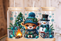 Christmas Baby Highland Cow 16oz Libbey Glass Can Wrap PNG Product Image 3