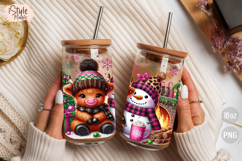 Christmas Baby Highland Cow 16oz Libbey Glass Can Wrap PNG Product Image 4