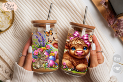 Easter Highland Cow 16oz Libbey Glass Can Wrap PNG Product Image 4
