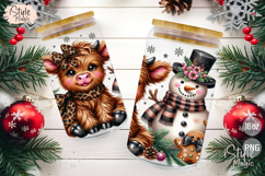 Christmas Baby Highland Cow 16oz Libbey Glass Can Wrap PNG Product Image 4