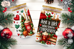Just a girl who loves christmas 16 oz glass can wrap png Product Image 3