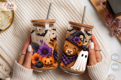 Halloween Highland Cow Ghost 16oz Glass Can Wrap PNG Product Image 4