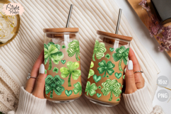 St Patrick's Day Coquette Bow Shamrock 16oz Glass Can Wrap Product Image 4